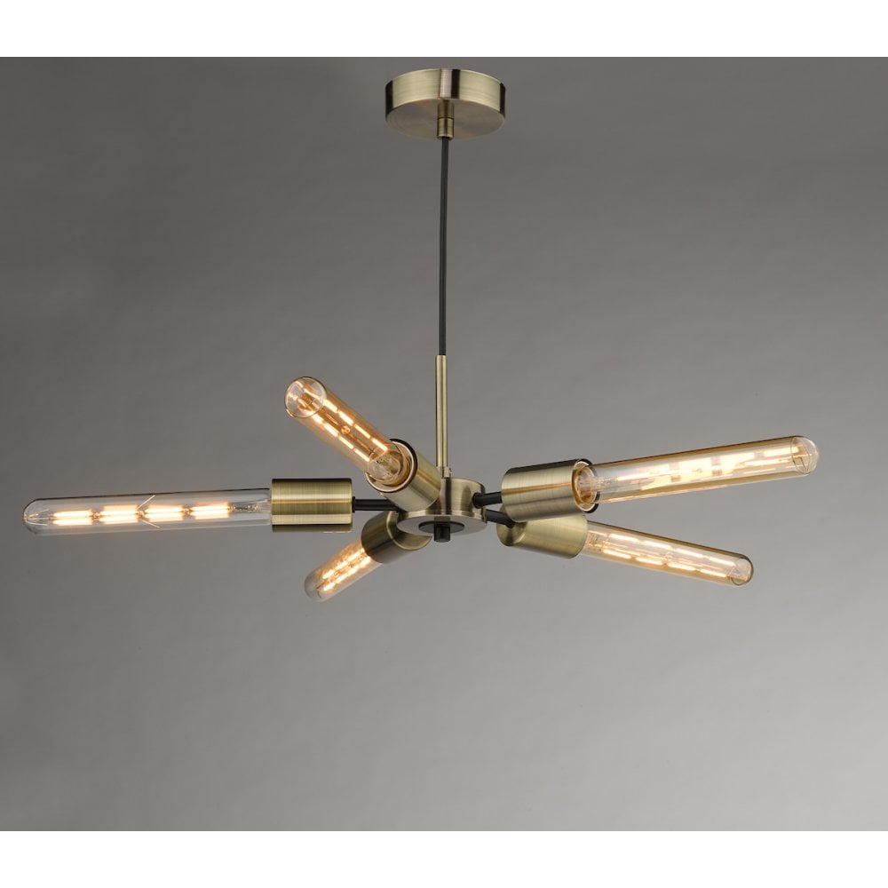 Onika Modern 5 Light Ceiling Pendant In Antique Brass And Matt Black Finish ONI0575
