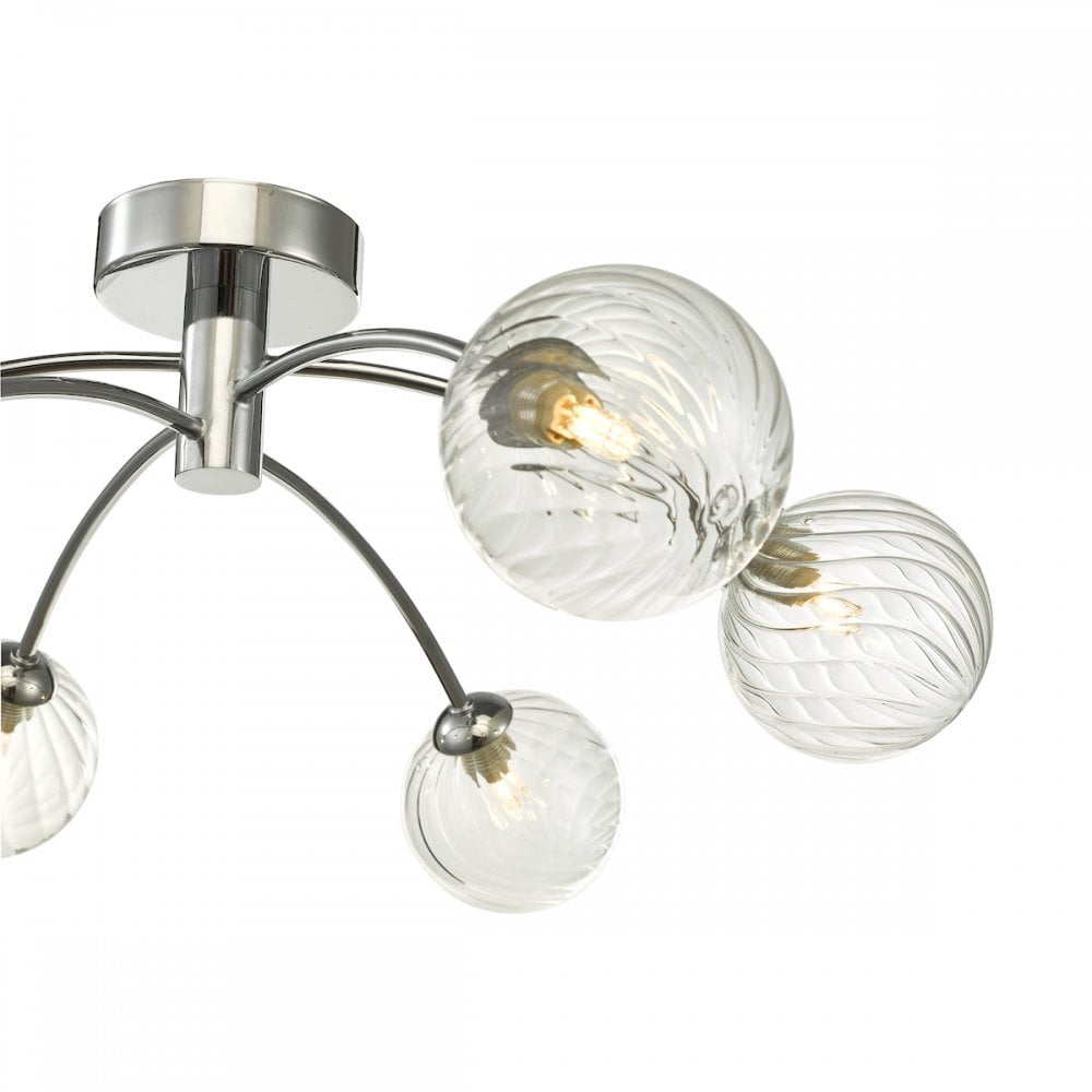 Izzy Stylish 6 Light Semi Flush Light In Chrome Finish With Glass Shades IZZ0650-03