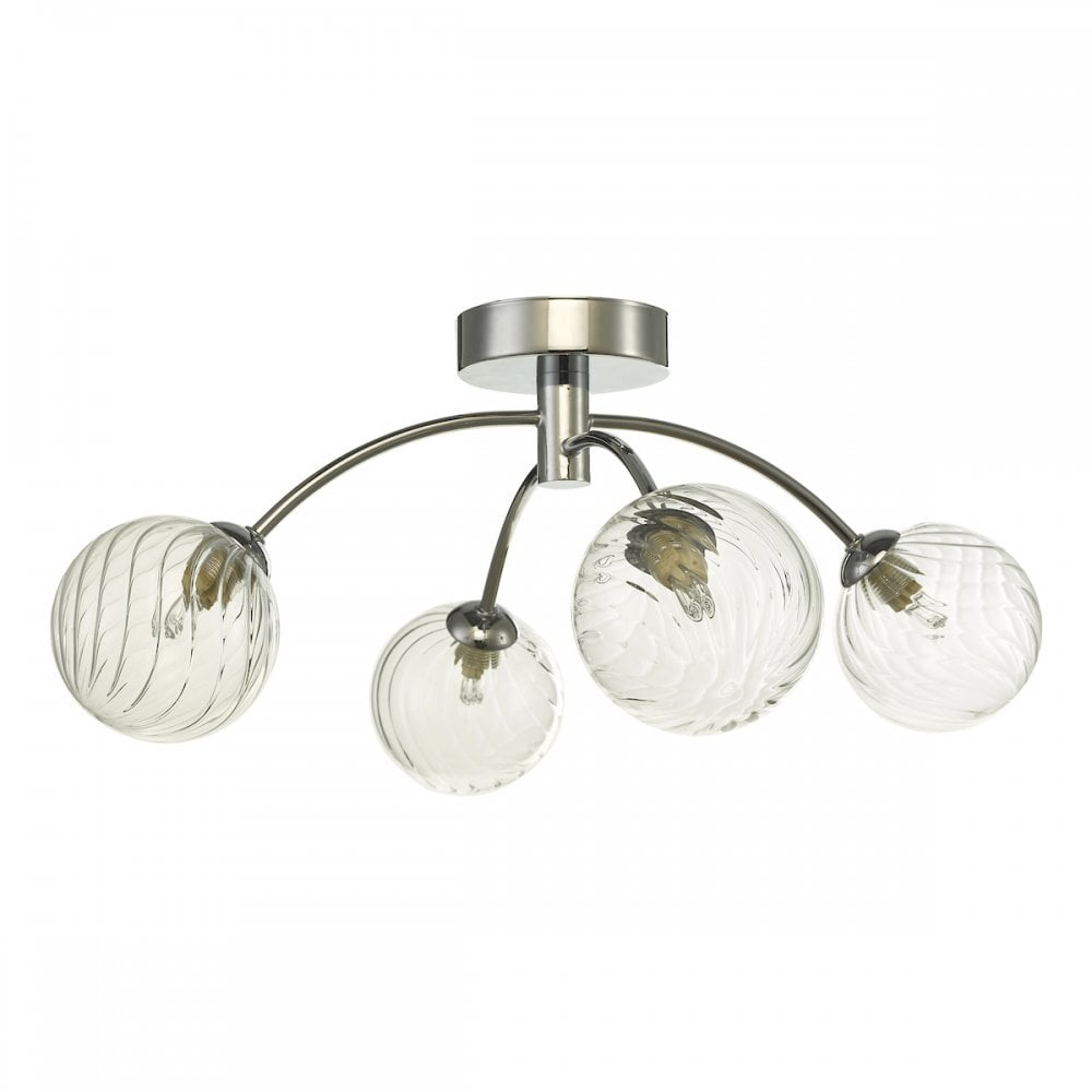 Izzy Stylish 4 Light Semi Flush Light In Chrome Finish With Glass Shades IZZ0450-03