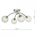 Izzy Stylish 4 Light Semi Flush Light In Chrome Finish With Glass Shades IZZ0450-03