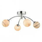 Izzy Stylish 4 Light Semi Flush Light In Chrome Finish With Planet Shades IZZ0450-07
