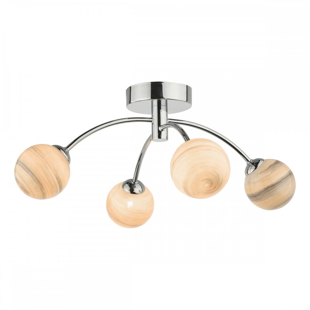 Izzy Stylish 4 Light Semi Flush Light In Chrome Finish With Planet Shades IZZ0450-07
