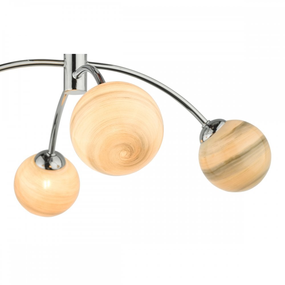 Izzy Stylish 4 Light Semi Flush Light In Chrome Finish With Planet Shades IZZ0450-07