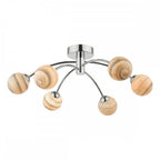 Izzy Stylish 6 Light Semi Flush Light In Chrome Finish With Planet Shades IZZ0650-07