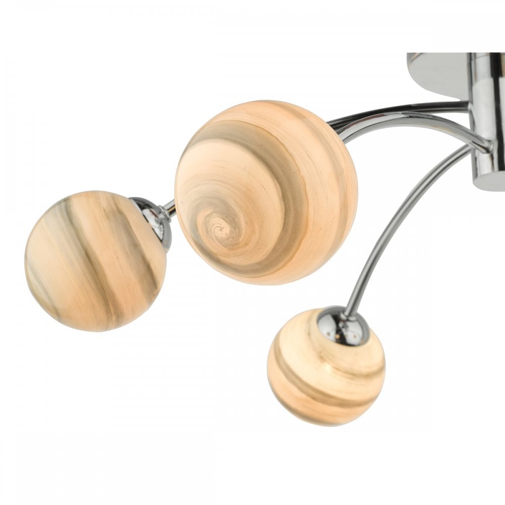 Izzy Stylish 6 Light Semi Flush Light In Chrome Finish With Planet Shades IZZ0650-07