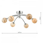 Izzy Stylish 6 Light Semi Flush Light In Chrome Finish With Planet Shades IZZ0650-07