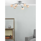 Izzy Stylish 6 Light Semi Flush Light In Chrome Finish With Planet Shades IZZ0650-07