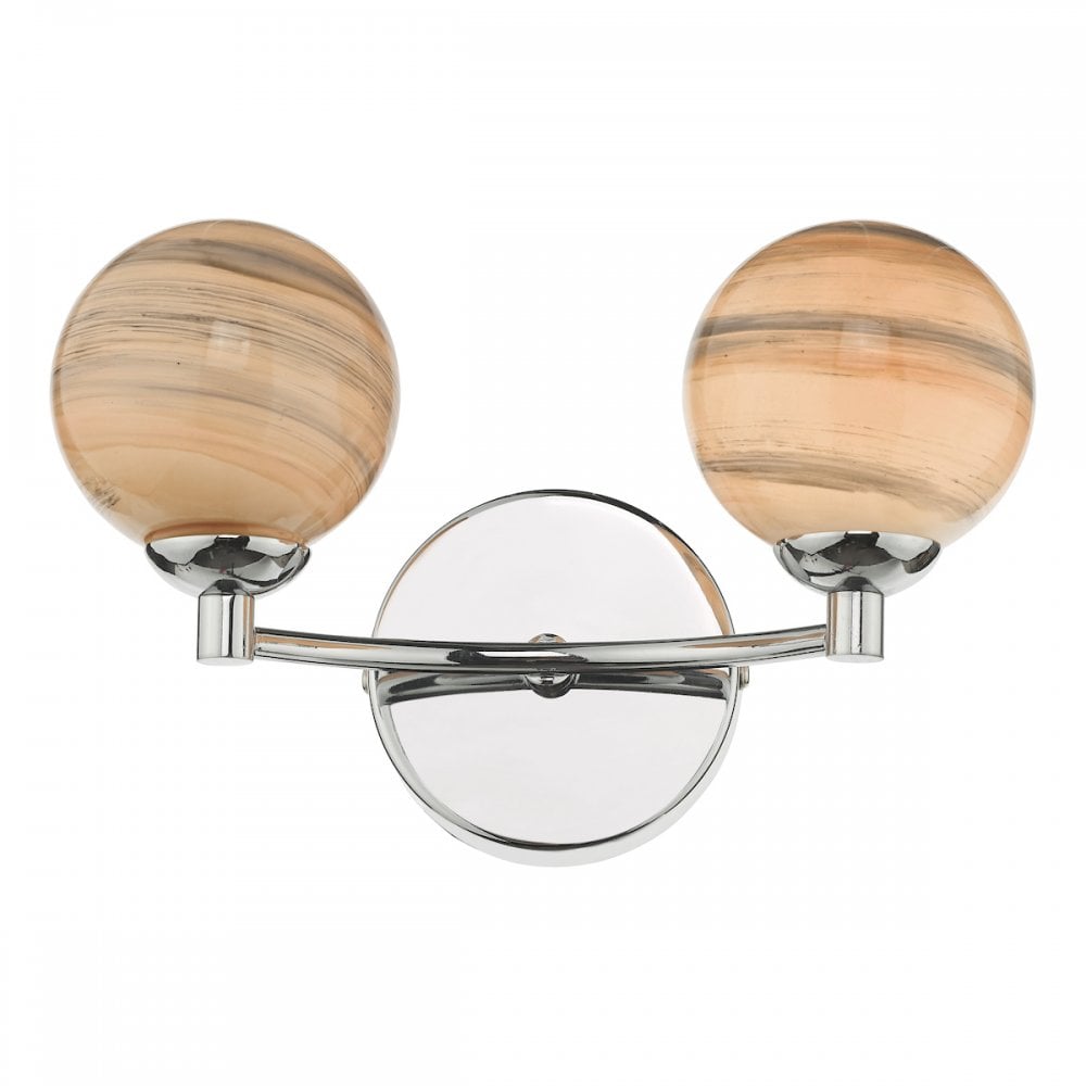 Izzy Stylish 2 Light Wall Light In Chrome Finish With Planet Shades IZZ0950-07