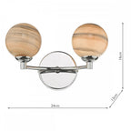 Izzy Stylish 2 Light Wall Light In Chrome Finish With Planet Shades IZZ0950-07