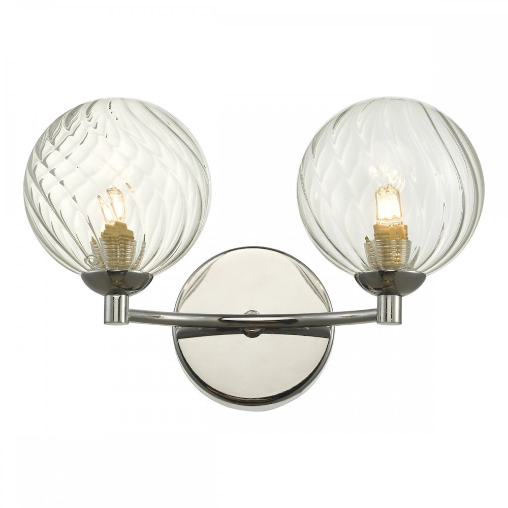 Izzy Stylish 2 Light Wall Light In Chrome Finish With Glass Shades IZZ0950-03