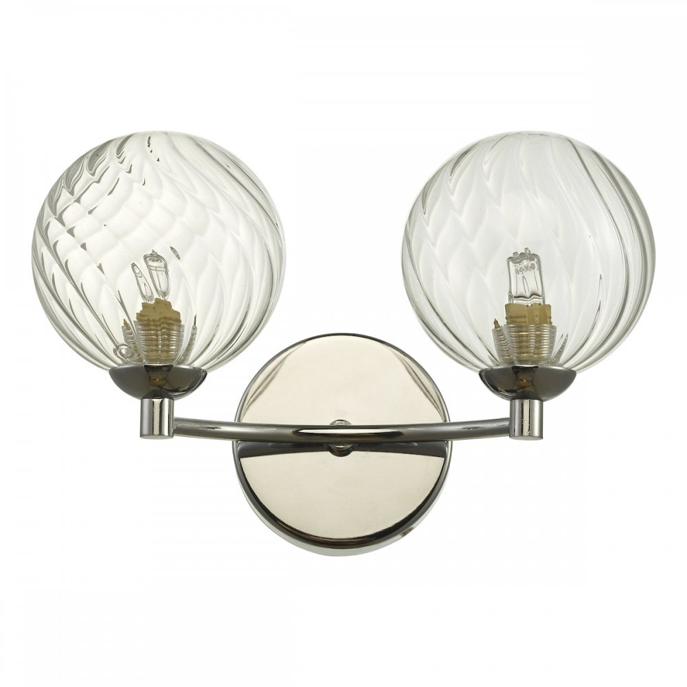 Izzy Stylish 2 Light Wall Light In Chrome Finish With Glass Shades IZZ0950-03