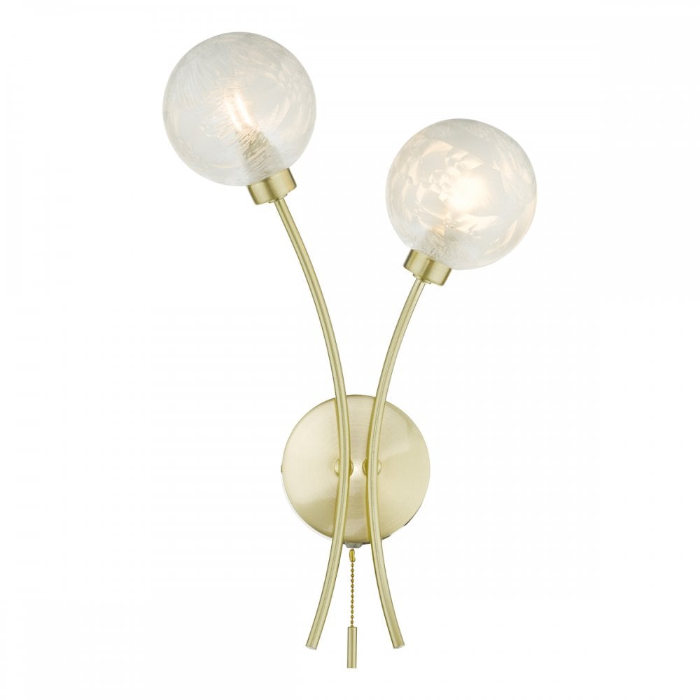 Avari Modern 2 Light Wall Light In Brass Finish With Glass Shades AVA0941