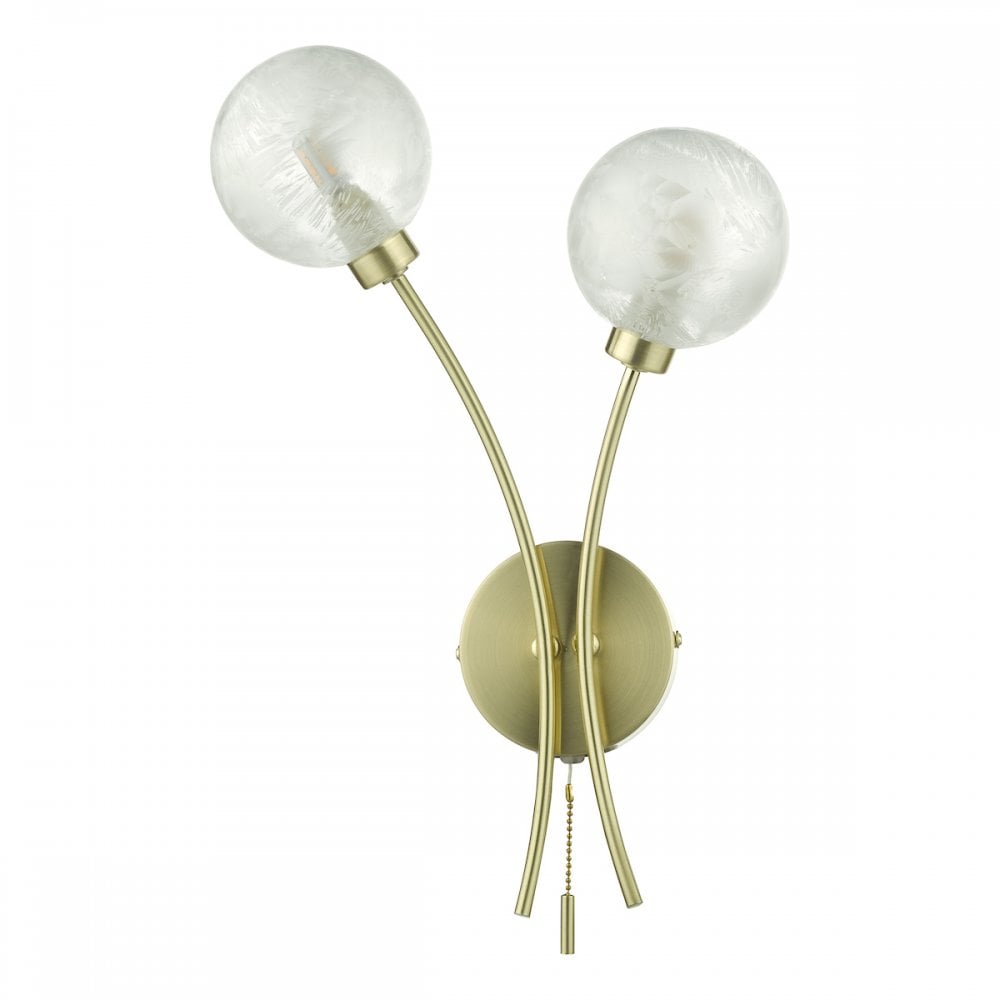 Avari Modern 2 Light Wall Light In Brass Finish With Glass Shades AVA0941