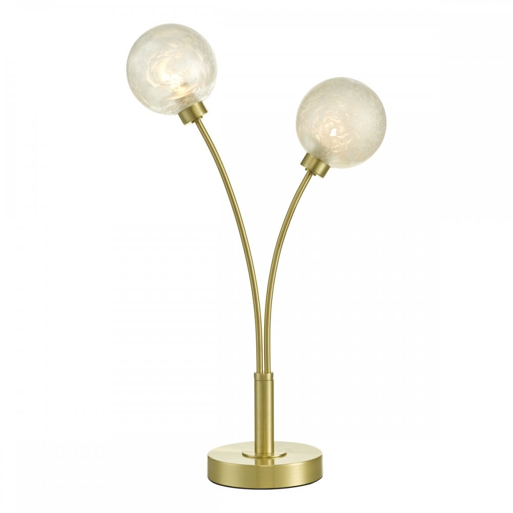 Avari Modern 2 Light Table Lamp In Brass Finish With Glass Shades AVA4241