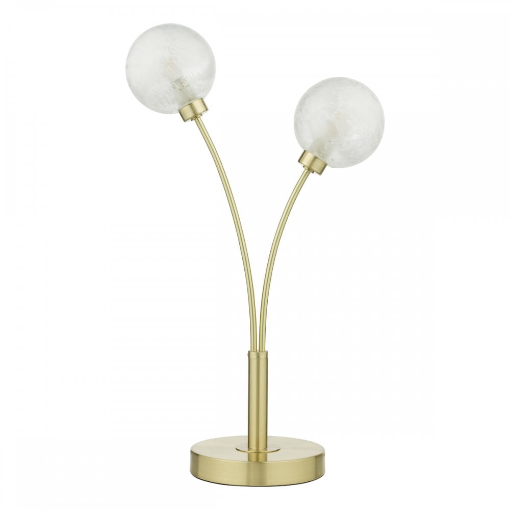 Avari Modern 2 Light Table Lamp In Brass Finish With Glass Shades AVA4241