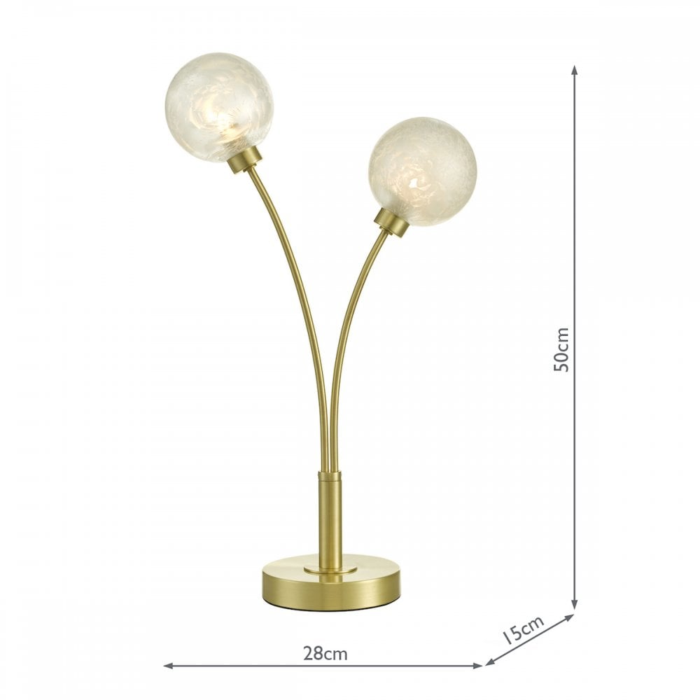 Avari Modern 2 Light Table Lamp In Brass Finish With Glass Shades AVA4241