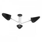 Modern 3 Light Semi Flush Ceiling Light In Chrome And Black Finish SEB0322