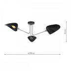 Modern 3 Light Semi Flush Ceiling Light In Chrome And Black Finish SEB0322
