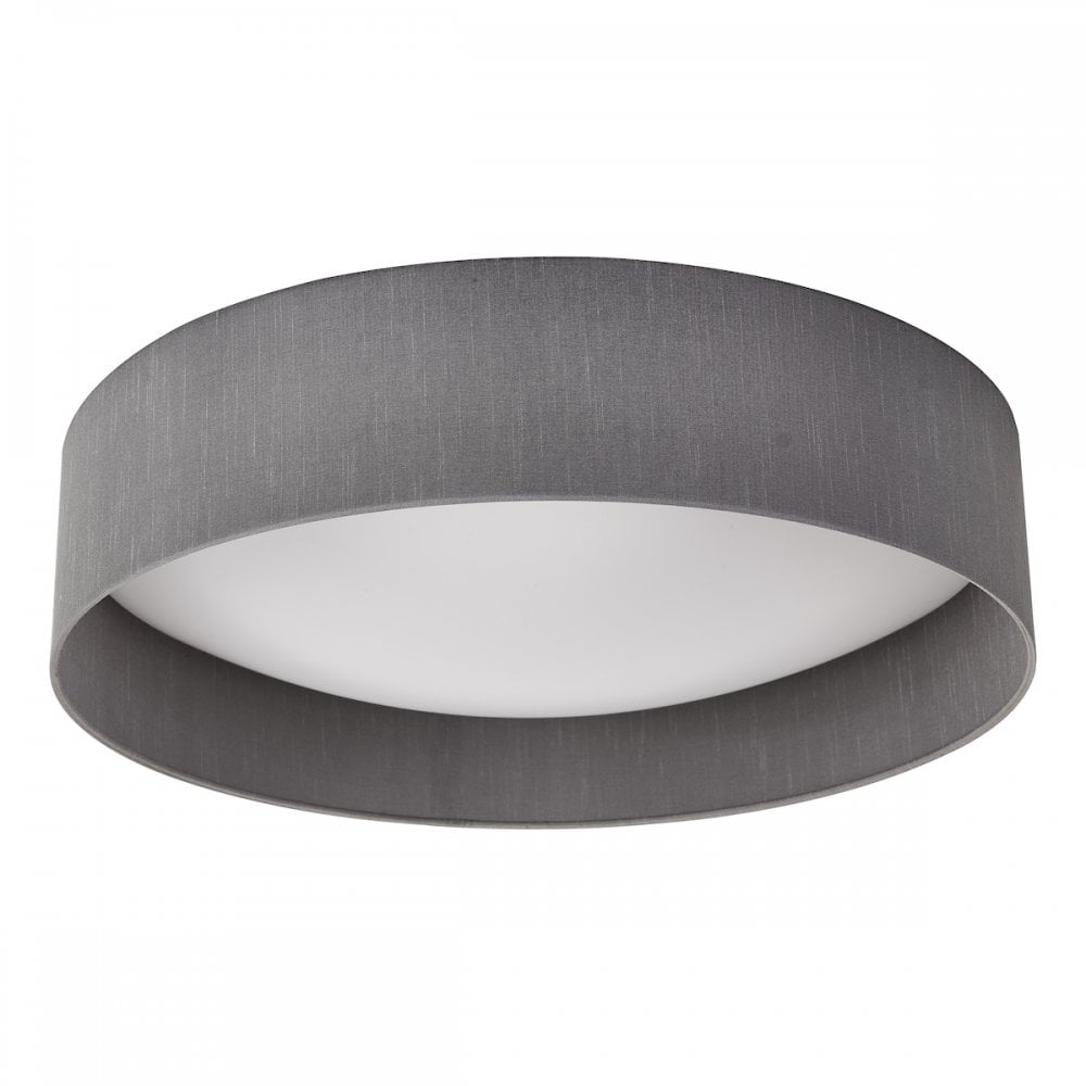 Nysa Contemporary Large Flush Ceiling Light With Grey Silk Shade NYS4839