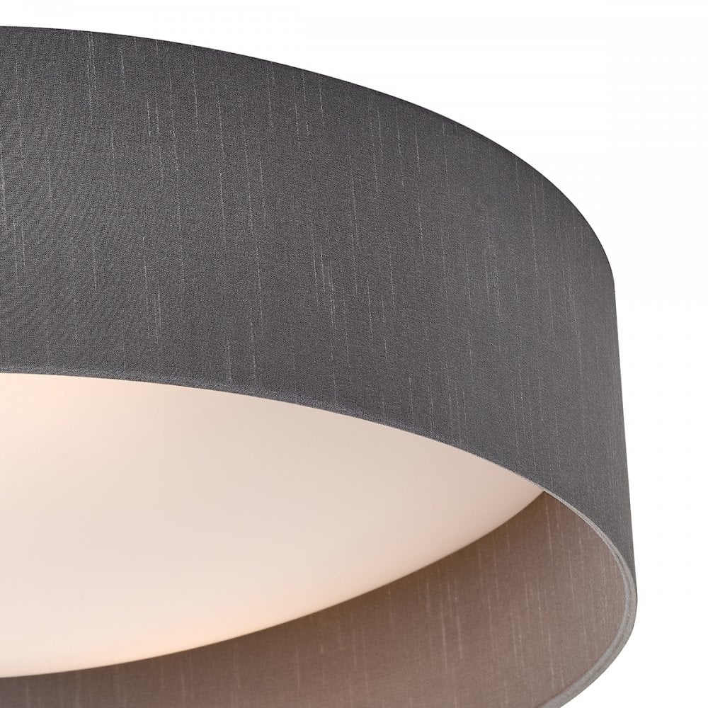Nysa Contemporary Large Flush Ceiling Light With Grey Silk Shade NYS4839