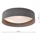 Nysa Contemporary Large Flush Ceiling Light With Grey Silk Shade NYS4839