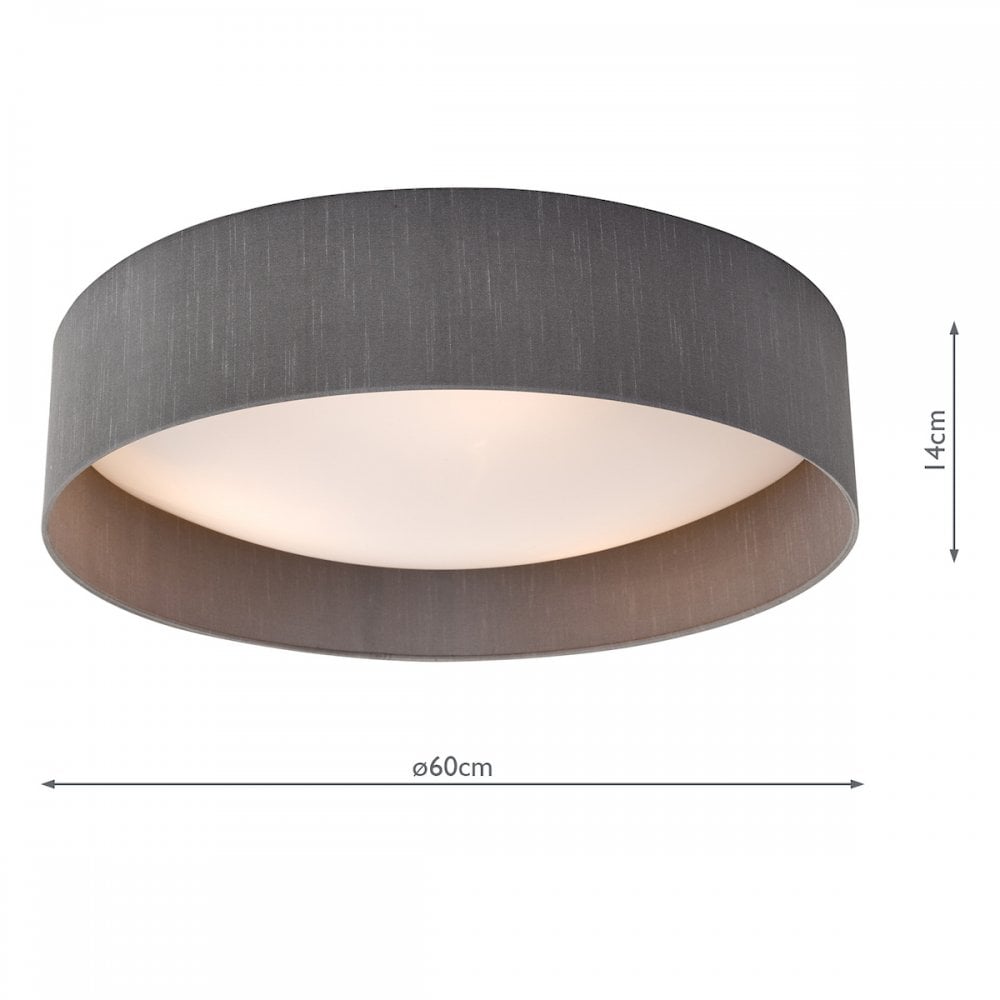 Nysa Contemporary Large Flush Ceiling Light With Grey Silk Shade NYS4839
