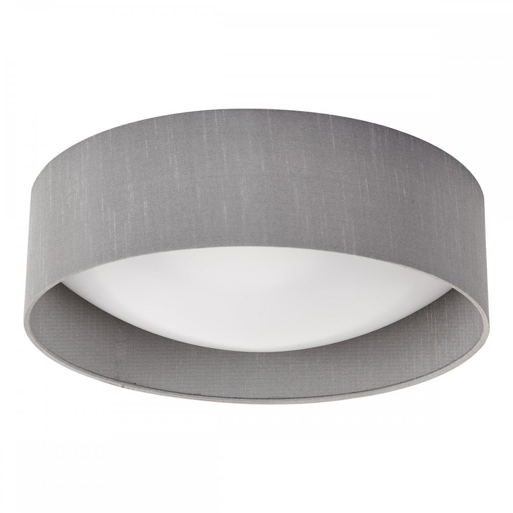 Nysa Contemporary Medium Flush Ceiling Light With Grey Silk Shade NYS5039