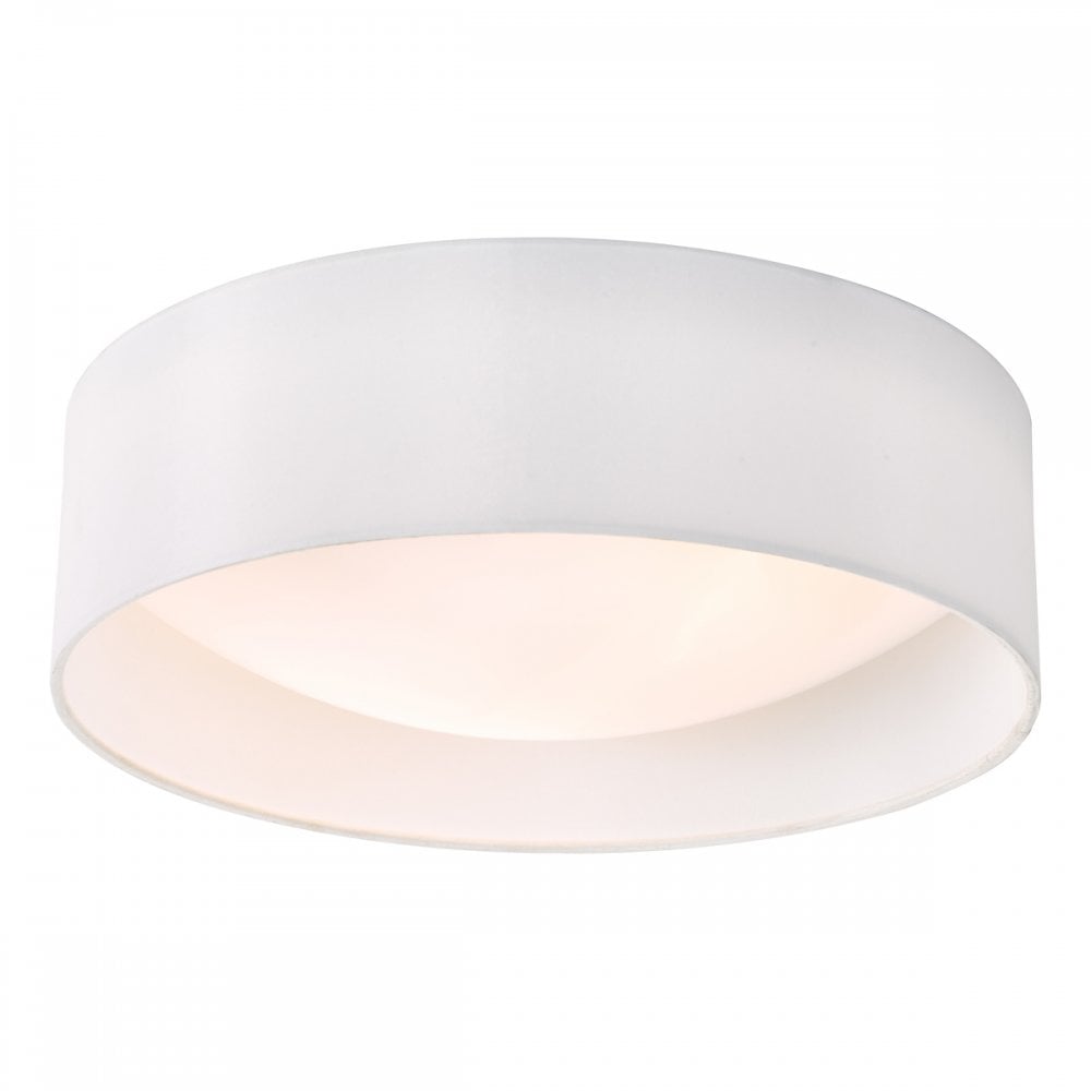 Nysa Contemporary Medium Flush Ceiling Light With White Silk Shade NYS502
