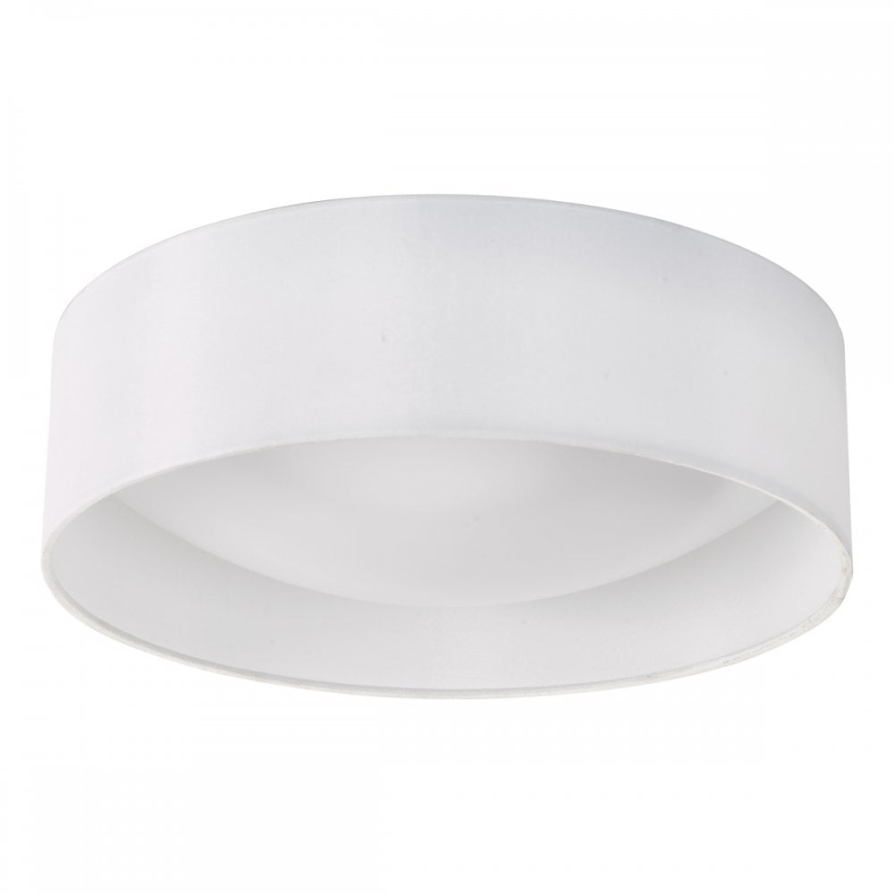 Nysa Contemporary Medium Flush Ceiling Light With White Silk Shade NYS502
