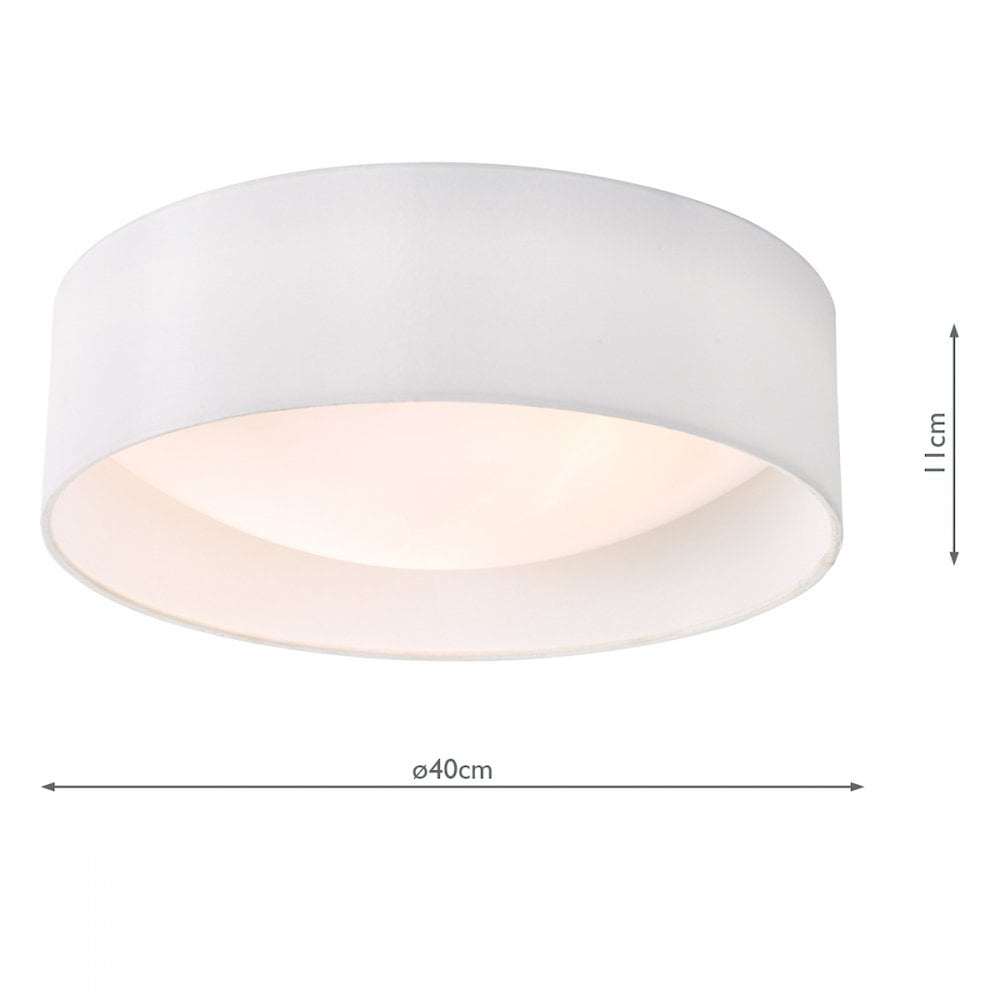 Nysa Contemporary Medium Flush Ceiling Light With White Silk Shade NYS502