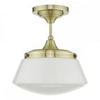 Caden Classic Bathroom Semi Flush Ceiling Light In Antique Brass Finish IP44 CAD0175