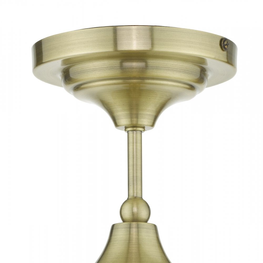 Caden Classic Bathroom Semi Flush Ceiling Light In Antique Brass Finish IP44 CAD0175
