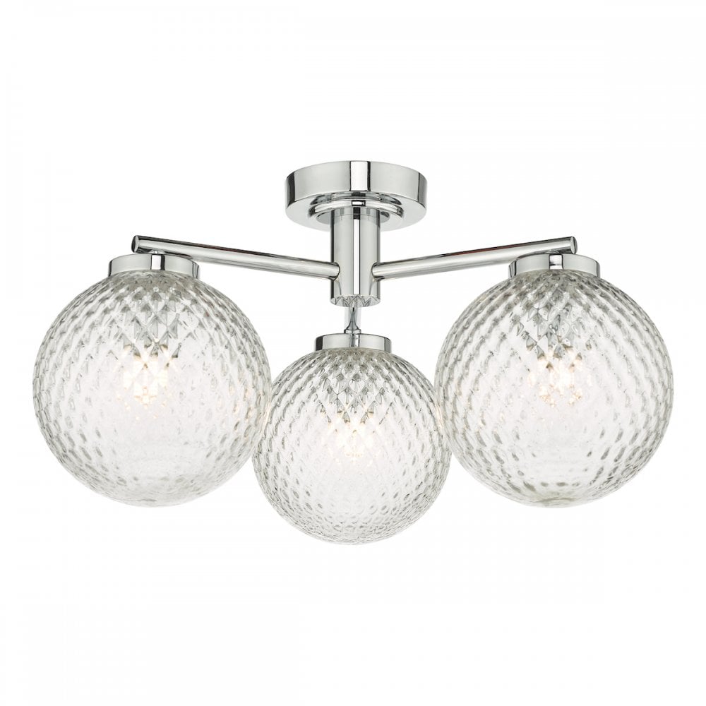 Wayne Bathroom 3 Light Semi Flush Ceiling Light In Polished Chrome Finish IP44 WAY5350