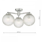 Wayne Bathroom 3 Light Semi Flush Ceiling Light In Polished Chrome Finish IP44 WAY5350