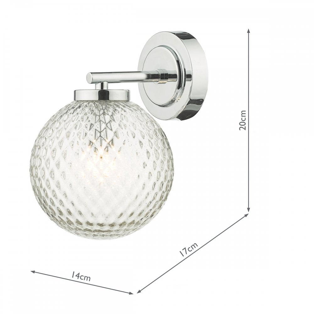 Wayne Bathroom Single Wall Light In Polished Chrome Finish IP44 WAY0750
