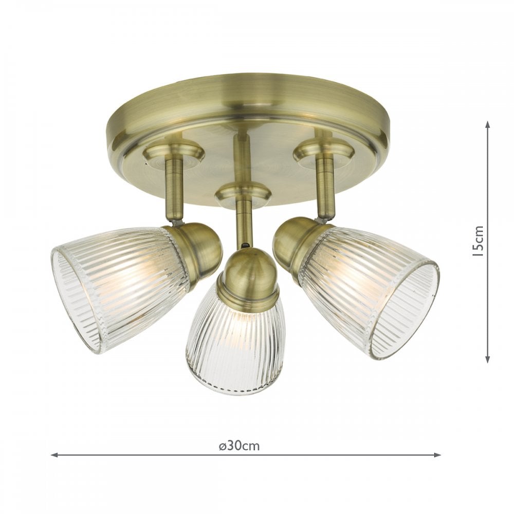 Cedric Bathroom 3 Light Spotlight In Antique Brass Finish IP44 CED7675