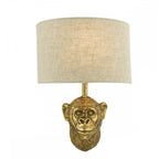 Raul Decorative Monkey Wall Light In Gold Finish With Linen Shade RAU0735