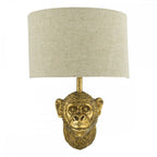 Raul Decorative Monkey Wall Light In Gold Finish With Linen Shade RAU0735