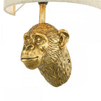 Raul Decorative Monkey Wall Light In Gold Finish With Linen Shade RAU0735