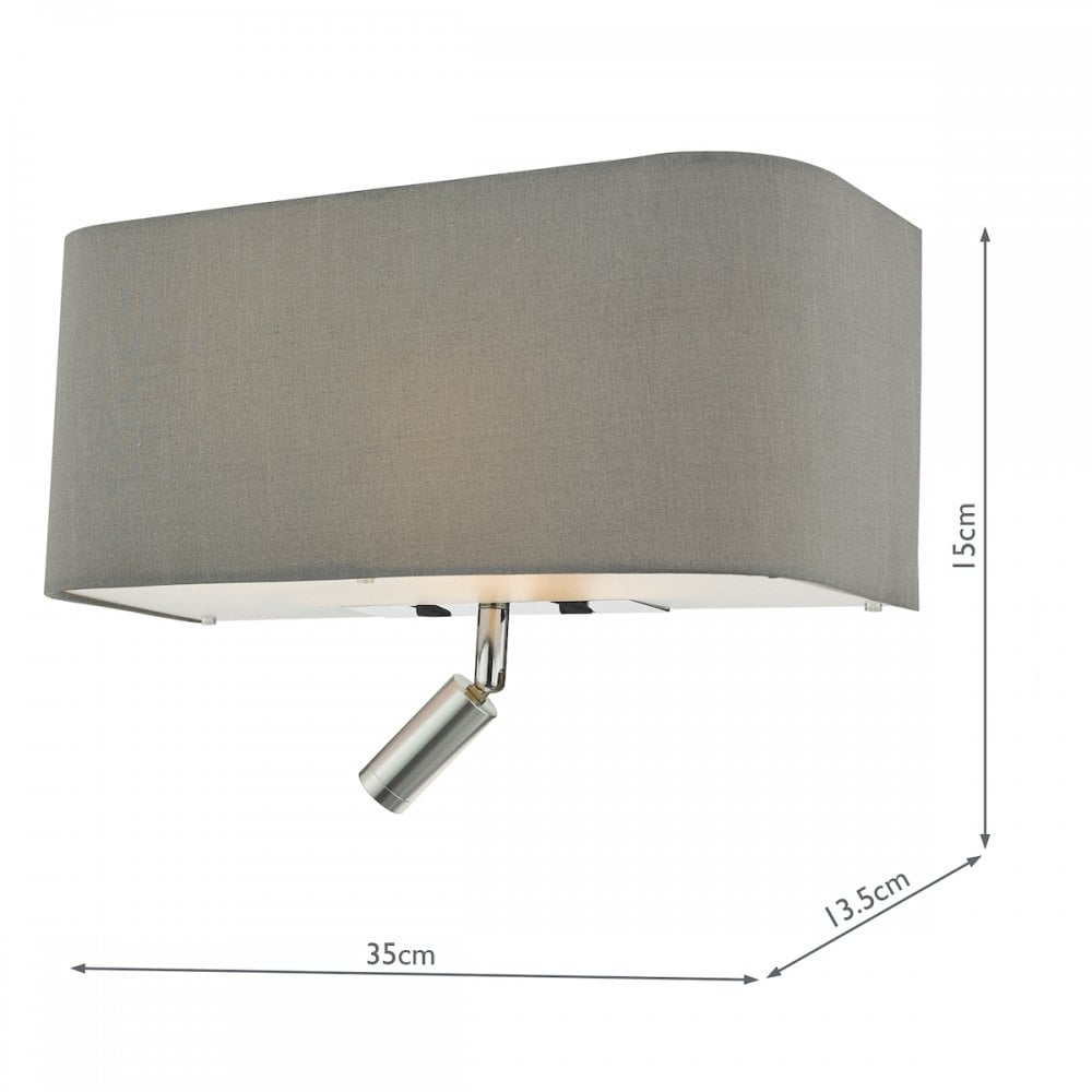 Ronda Modern 3 Light Wall Light With Grey Shade And Reading Light RON7139L