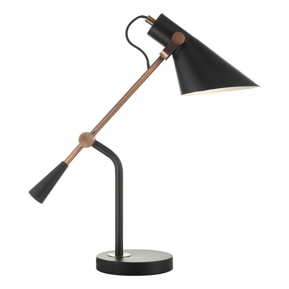 Jack Modern Task Table Lamp In Black And Antique Copper Finish JAC4064