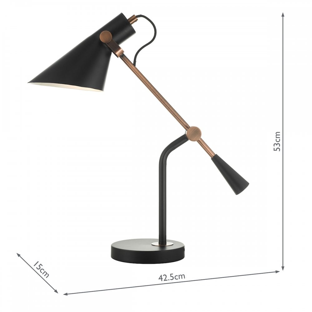 Jack Modern Task Table Lamp In Black And Antique Copper Finish JAC4064