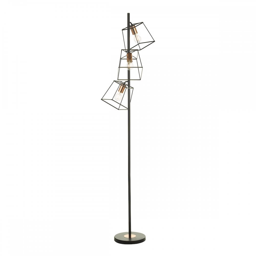 Tower Modern 3 Light Floor Lamp In Matt Black And Copper TOW4922