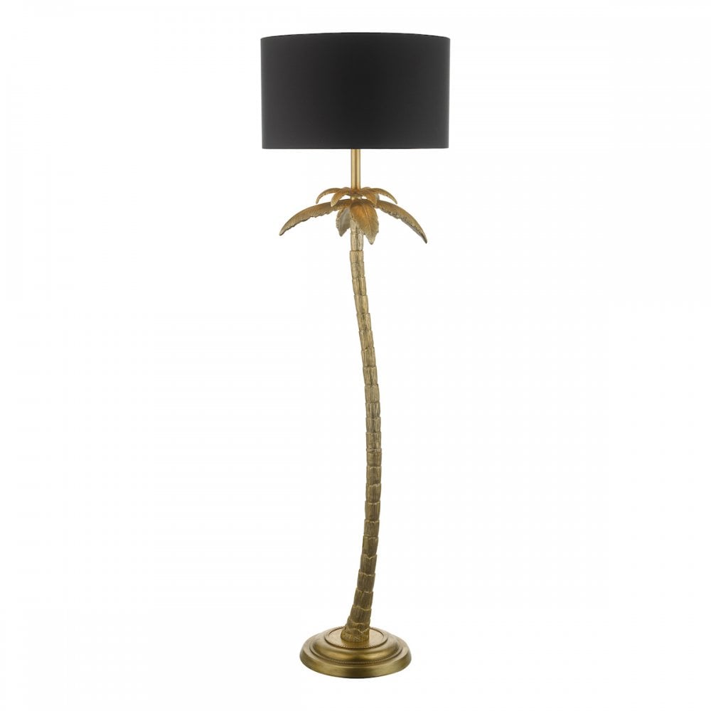 Coco Decorative Floor Lamp In Antique Gold With Black Shade COC4935