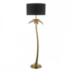 Coco Decorative Floor Lamp In Antique Gold With Black Shade COC4935