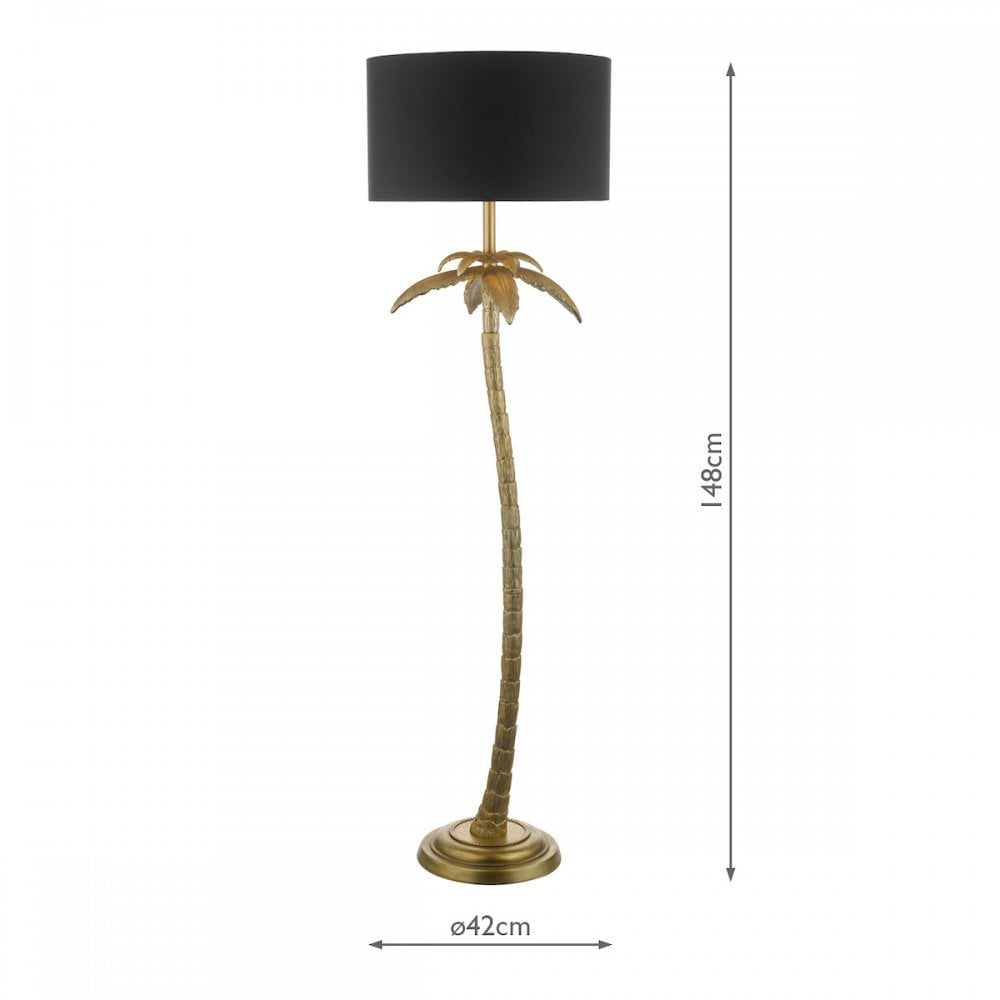 Coco Decorative Floor Lamp In Antique Gold With Black Shade COC4935