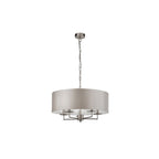 Knightsbridge Modern Ceiling Pendant Light In Satin Silver Finish With Silk Shade