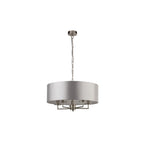 Knightsbridge Modern Ceiling Pendant Light In Satin Silver Finish With Silk Shade
