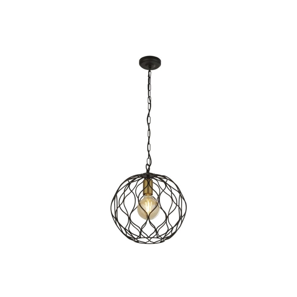 Orb Contemporary Ceiling Pendant Light In Matt Black And Gold Finish