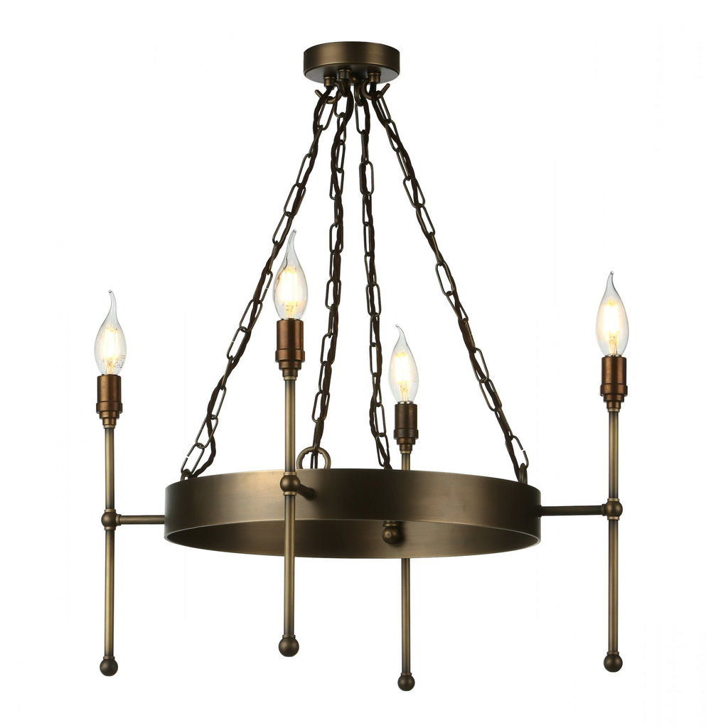 Durrell 4 Light Ceiling Pendant Light Fitting Only In Antique Brass Finish DUR0475